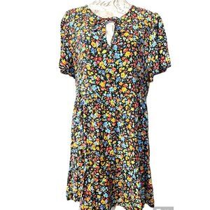 Next NWT UK 12 Floral Print Tie Front Frill Hem Loose Fit Dress